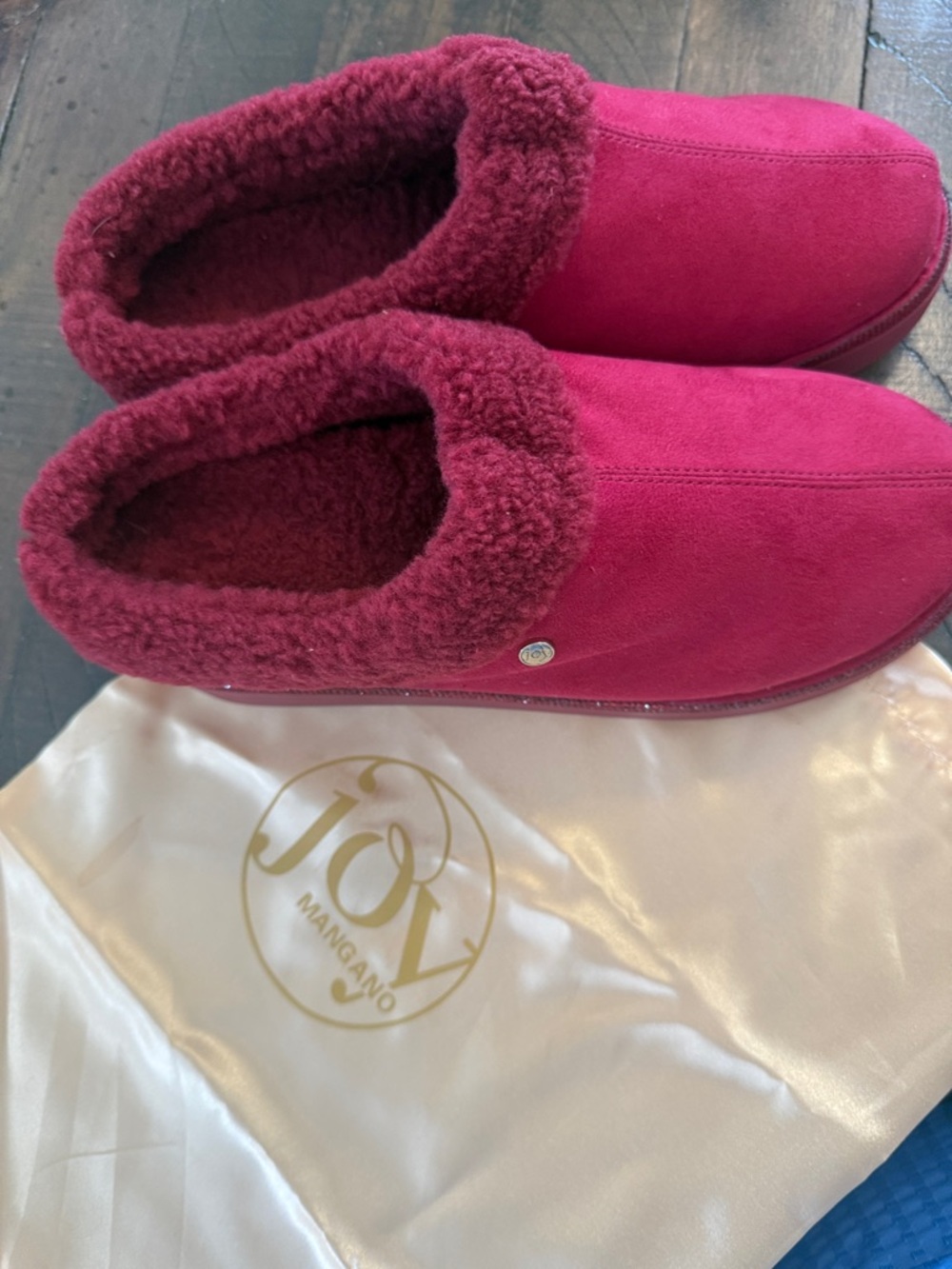 Joy Mangano Women's Plush Fleece-Lined Slip-On Slippers - Raspberry Pink